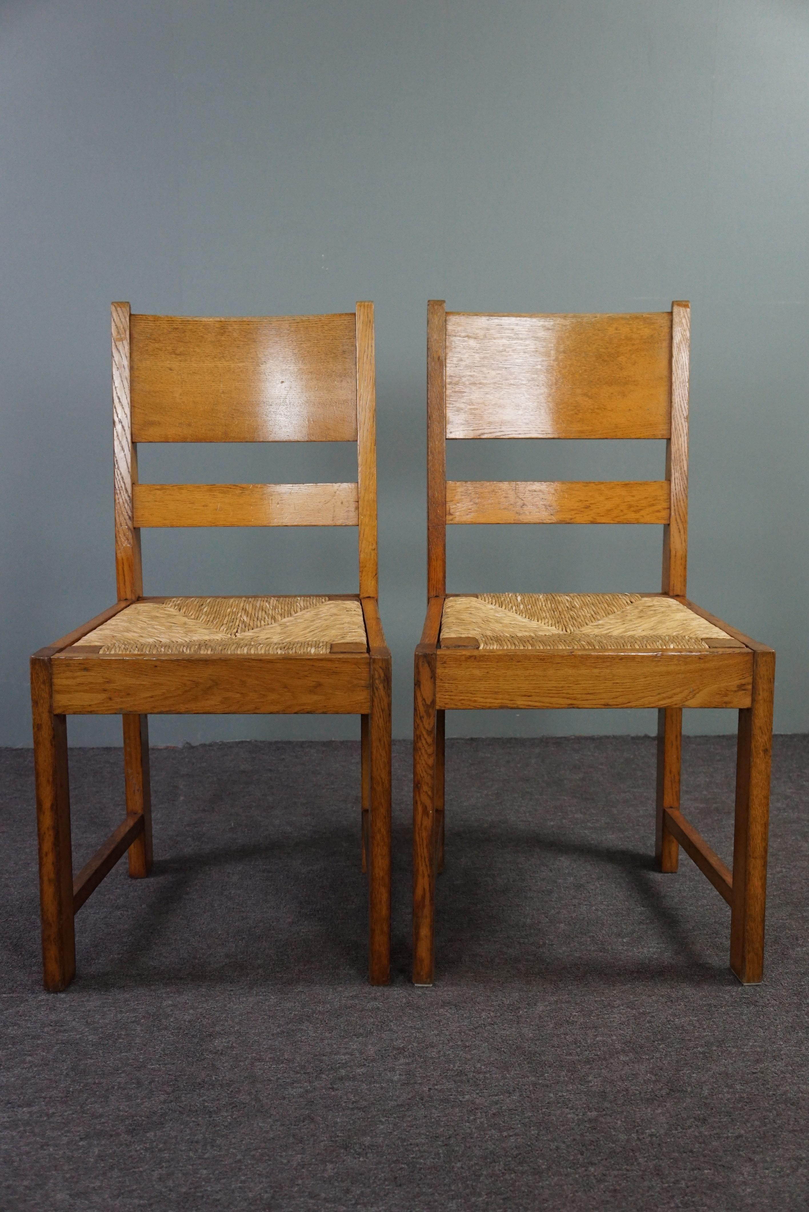 Hand-Crafted Set of 4 The Hague School dining room chairs For Sale