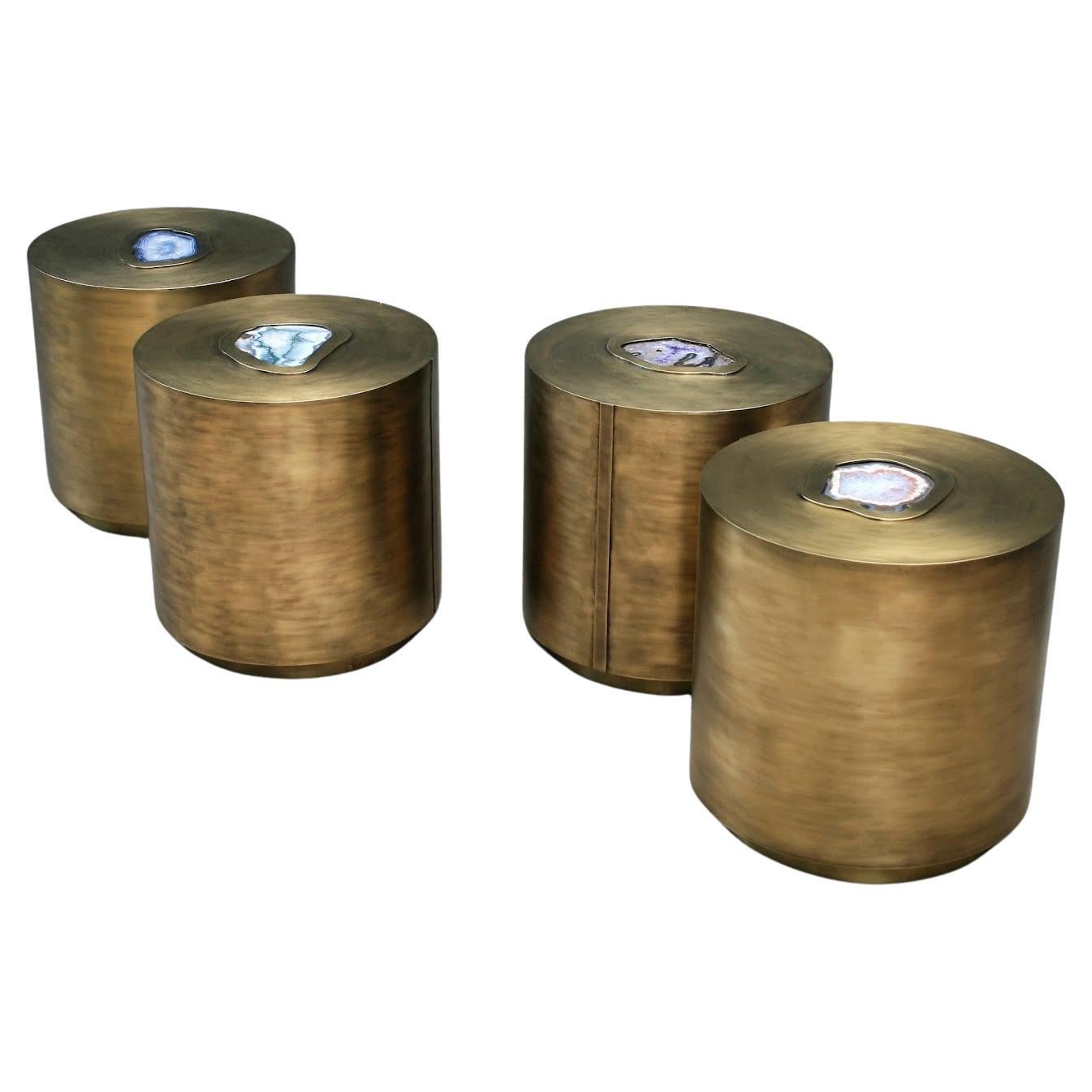 Set Of 4 The Tubes Brass Coffee Tables by Brutalist Be For Sale