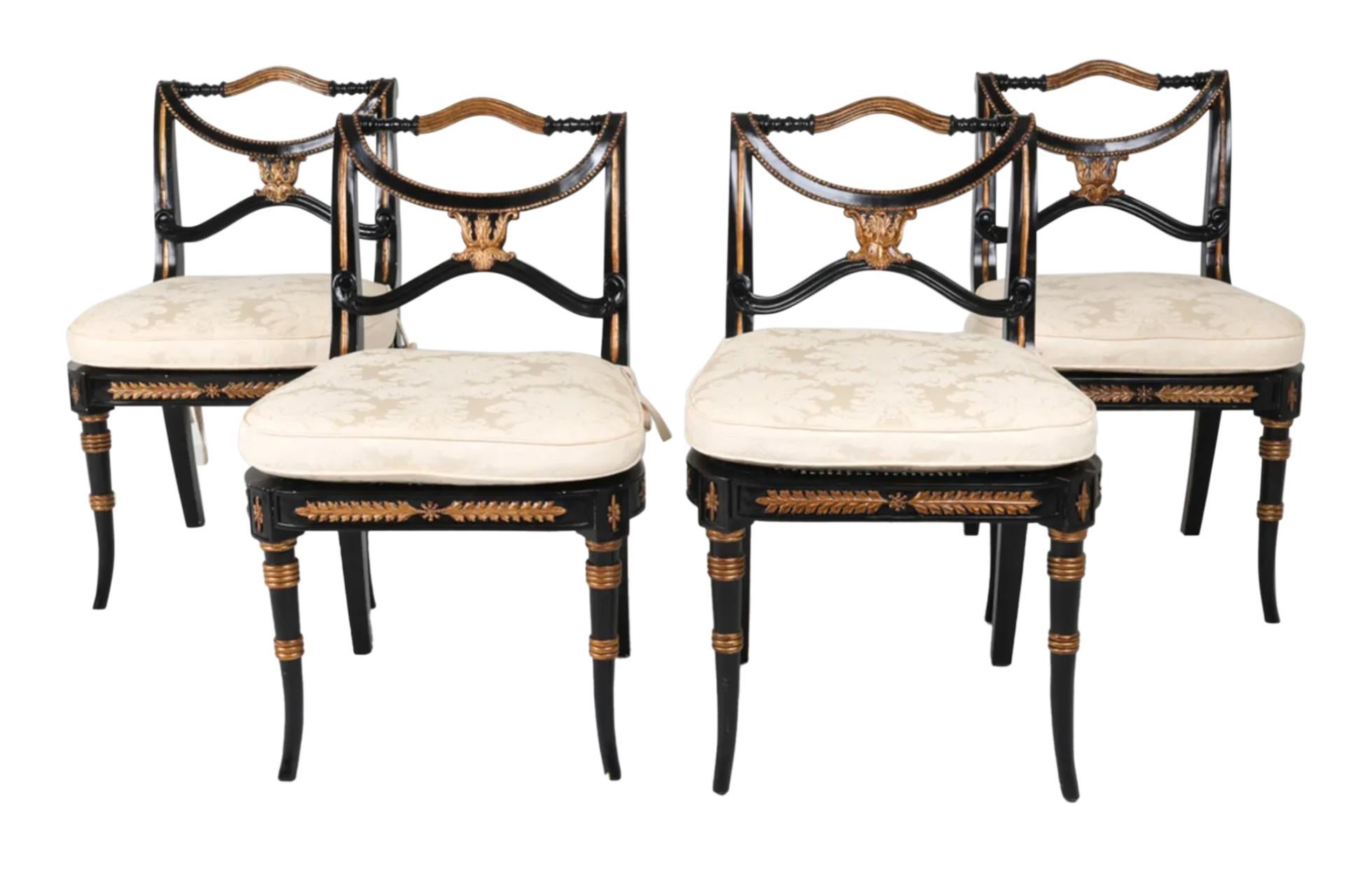 American Set of 4 Theodore Alexander Regency Style Dining Chairs