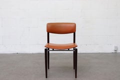 Set of 4 Thereca Butterscotch Leather Rosewood and Chrome Dining Chairs