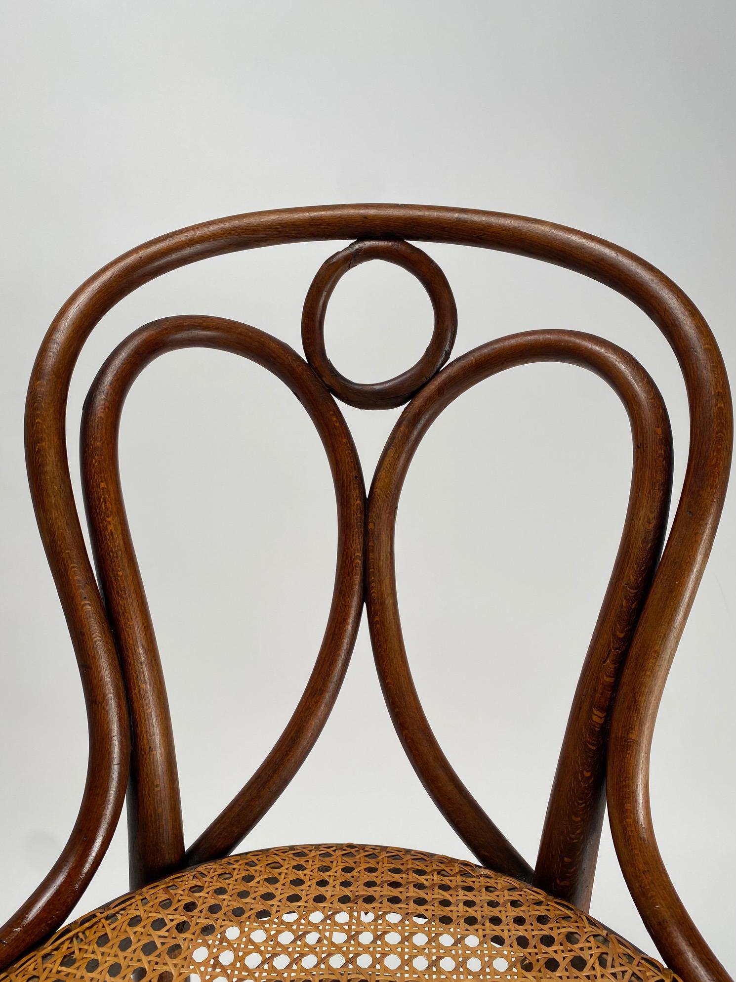 Mid-Century Modern Ensemble de 4 chaises en hêtre courbé Thonet, Autriche, début des années 1900 en vente