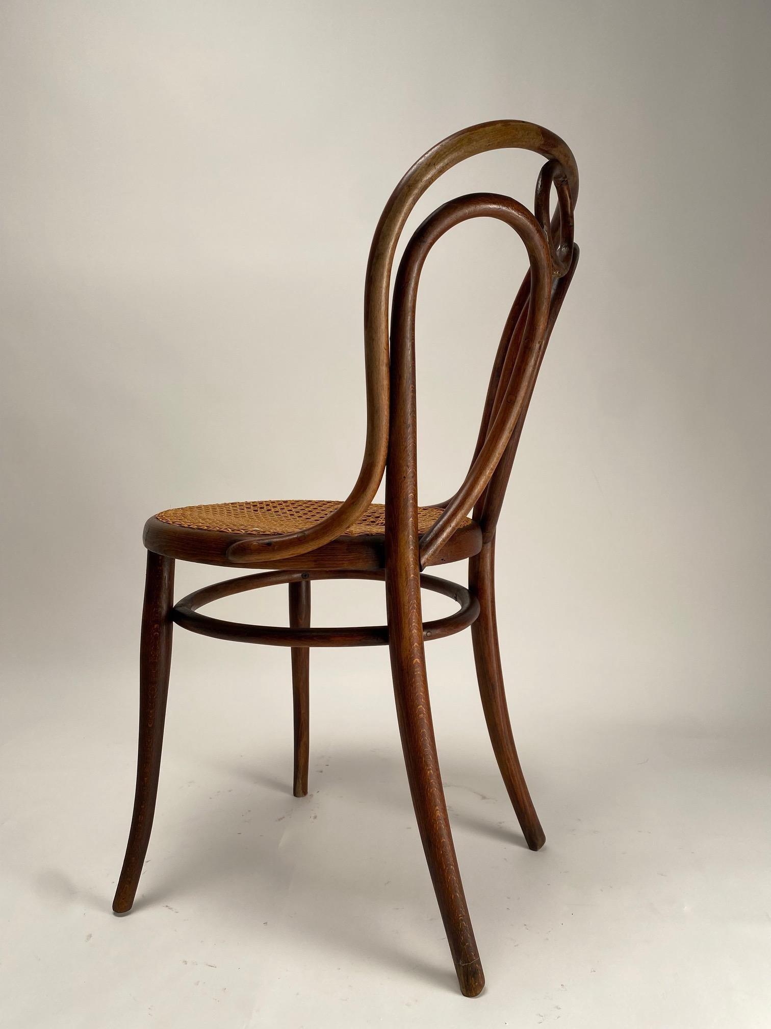 Wood Set of 4 Thonet bent beech chairs, Austria, early 1900s For Sale