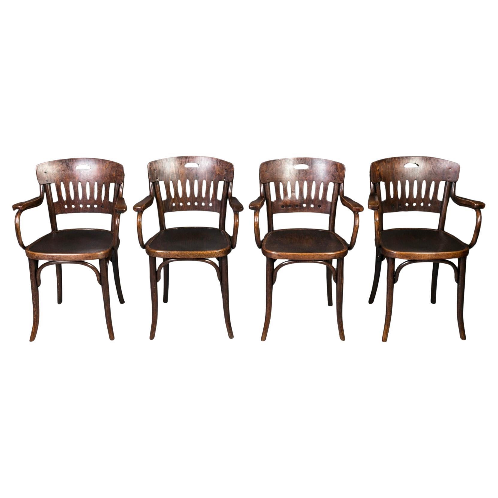 Set of 4 Thonet Chairs designed by Jacob & Josef Kohn, Model No. 380, 1930s