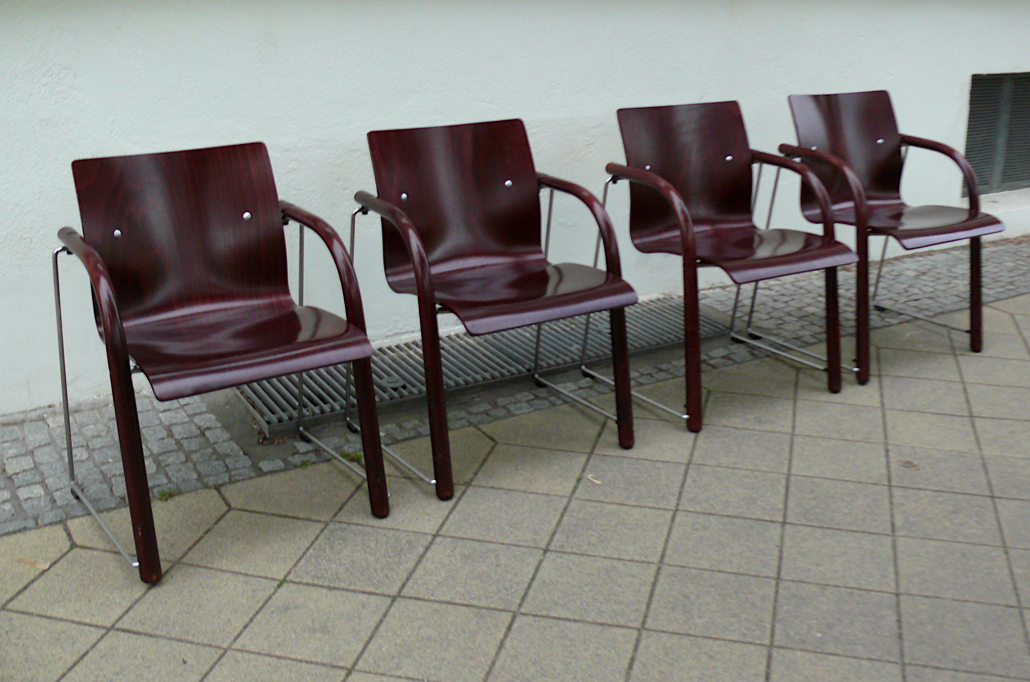 Set of 4 THONET S320 Stacking Chairs designed by Ulrich Boehme & Wulf Schneider For Sale 8