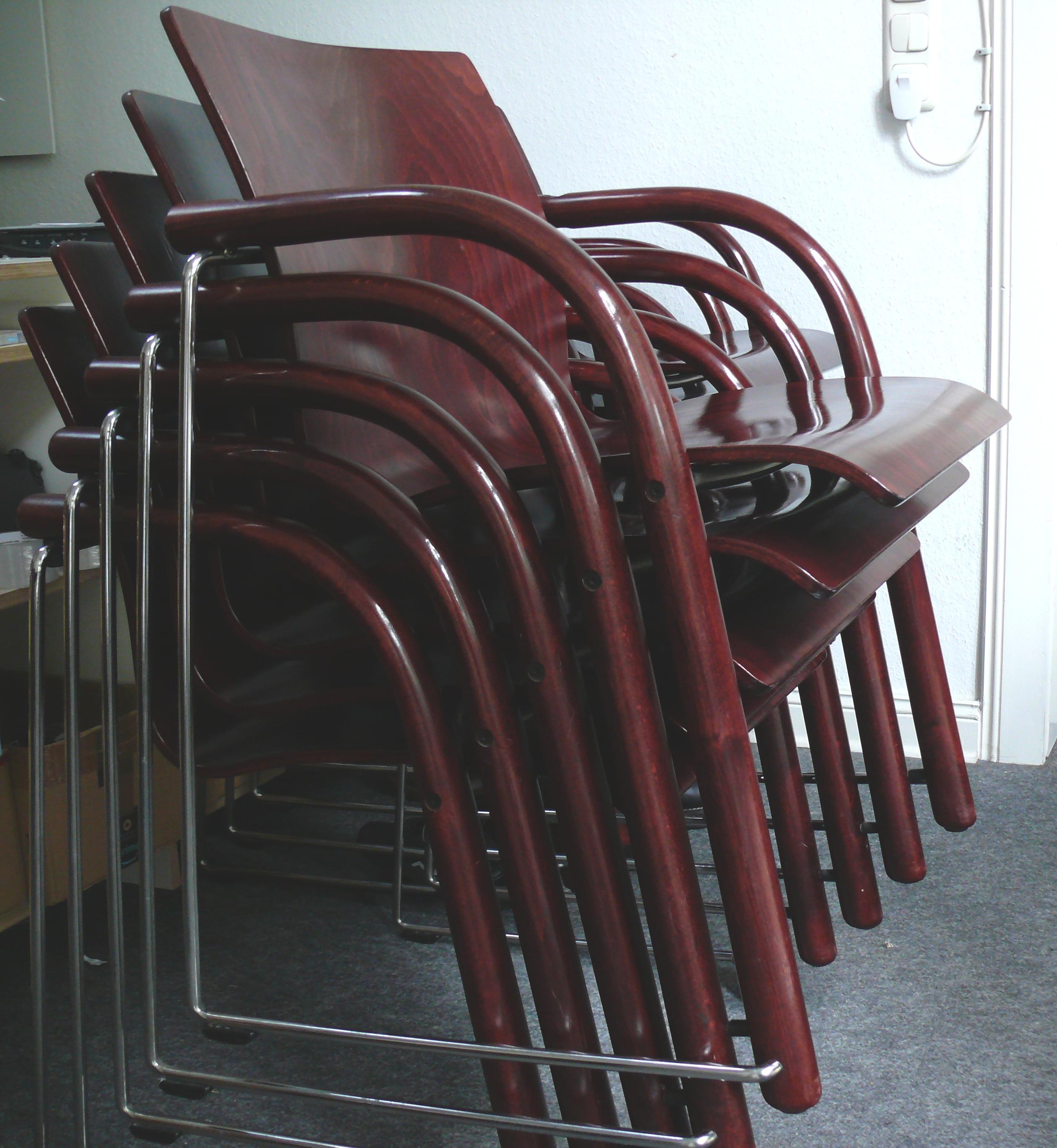 Set of 4 THONET S320 Stacking Chairs designed by Ulrich Boehme & Wulf Schneider For Sale 9