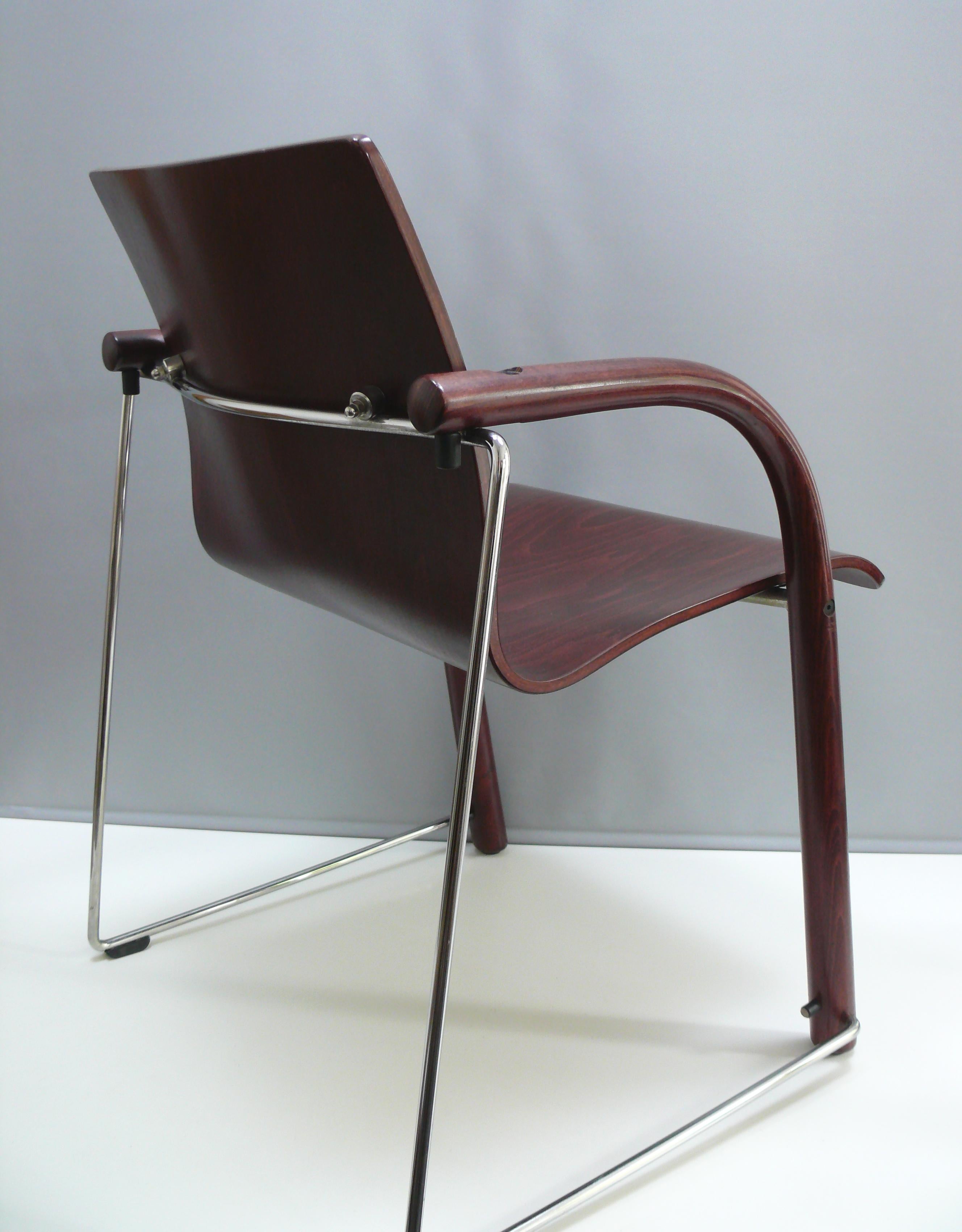 Woodwork Set of 4 THONET S320 Stacking Chairs designed by Ulrich Boehme & Wulf Schneider For Sale