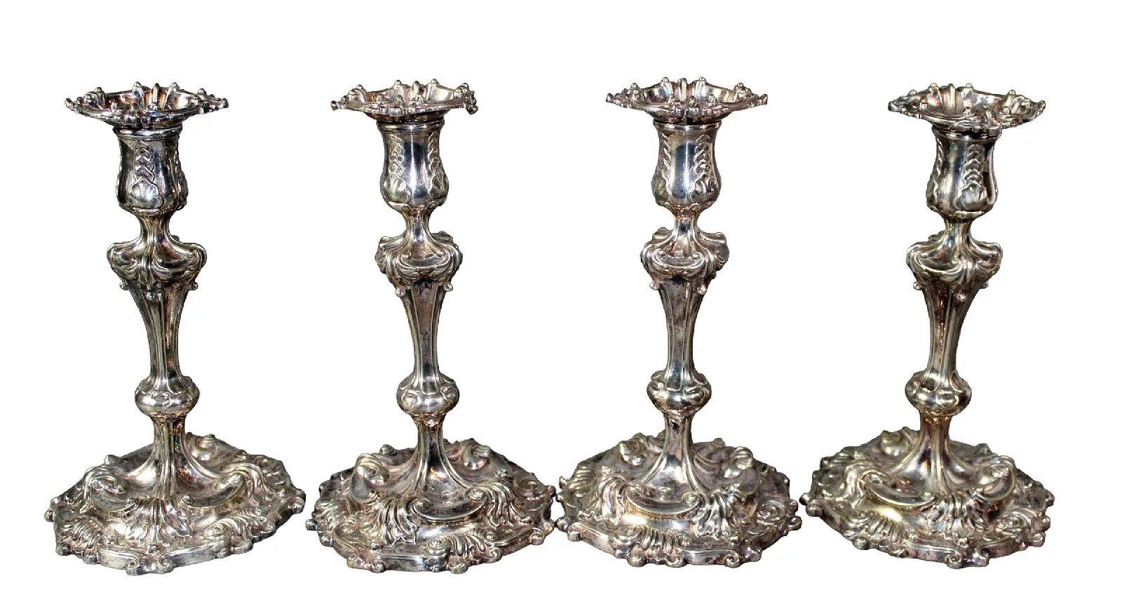 Rococo Set of 4 Tiffany & Co. candlesticks.  For Sale
