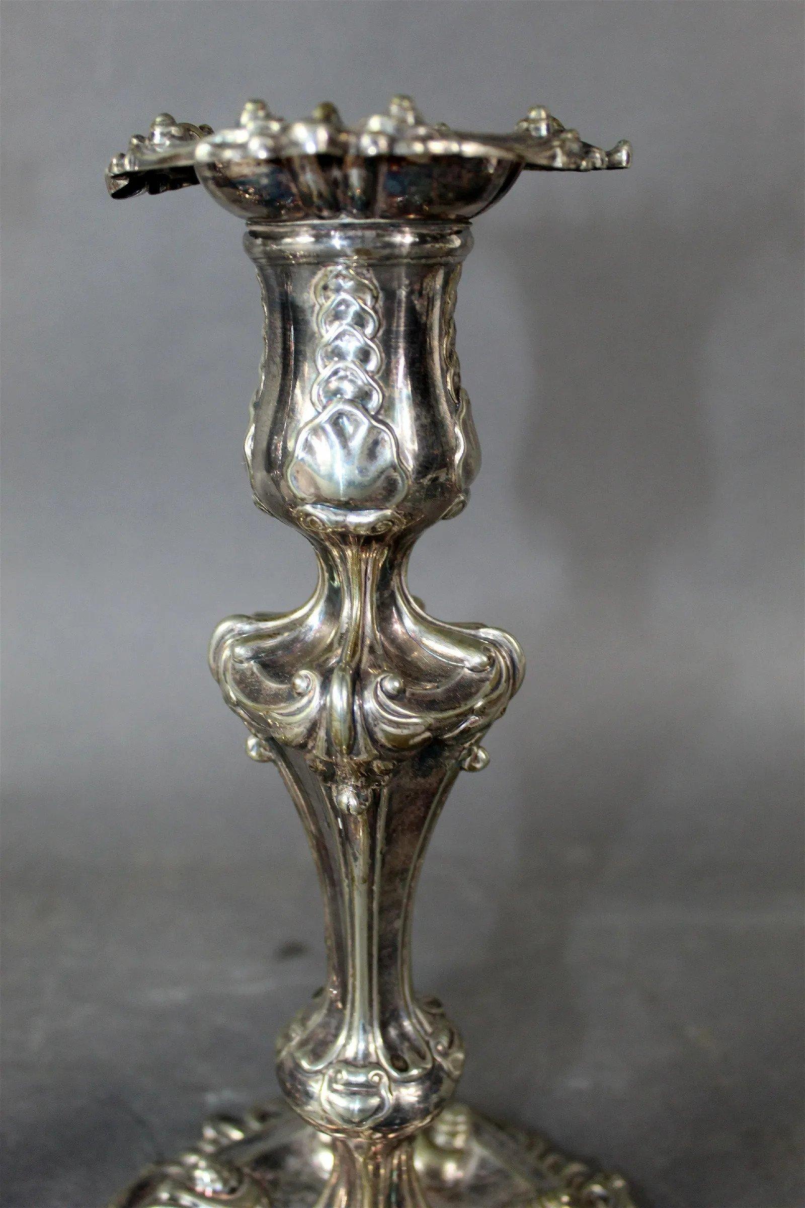Silvered Set of 4 Tiffany & Co. candlesticks.  For Sale
