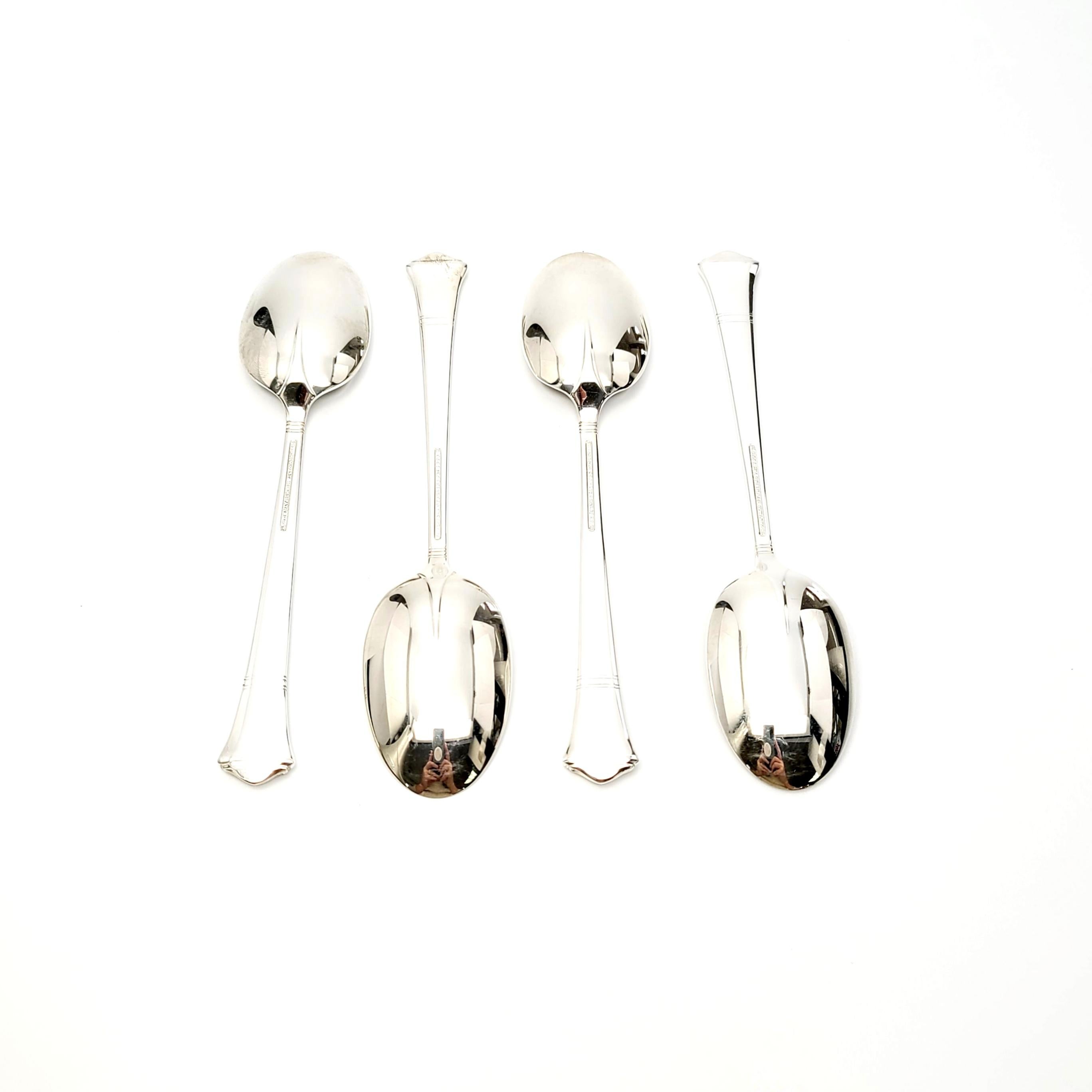 Set of 4 sterling silver teaspoons by Tiffany & Co. in the Hampton pattern.

No monogram.

Beautiful set of teaspoons in the Hampton pattern which was in produced in 1934. The pattern's simple and elegant design makes it a timeless Classic that