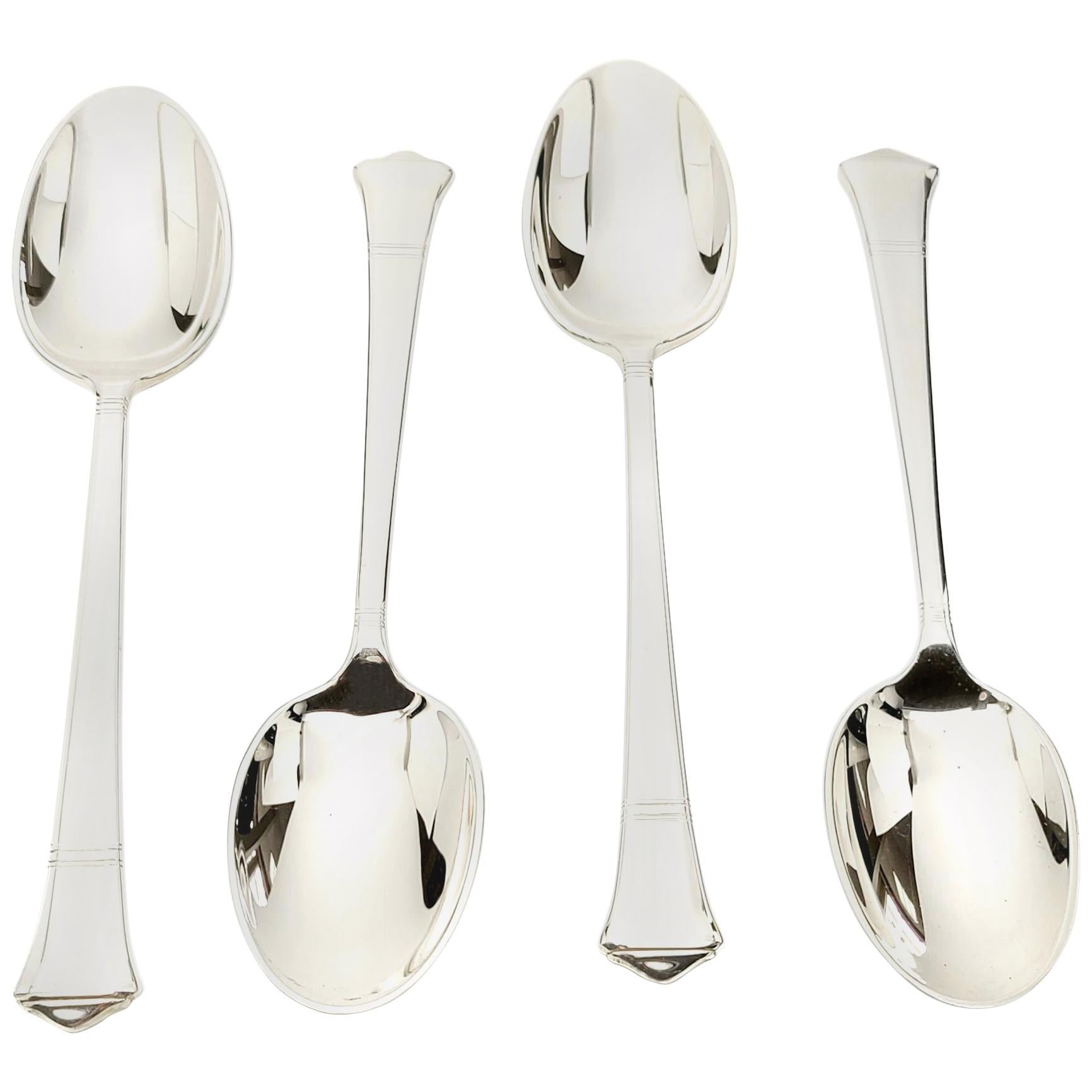 Set of 4 Tiffany & Co. Hampton Sterling Silver Teaspoons