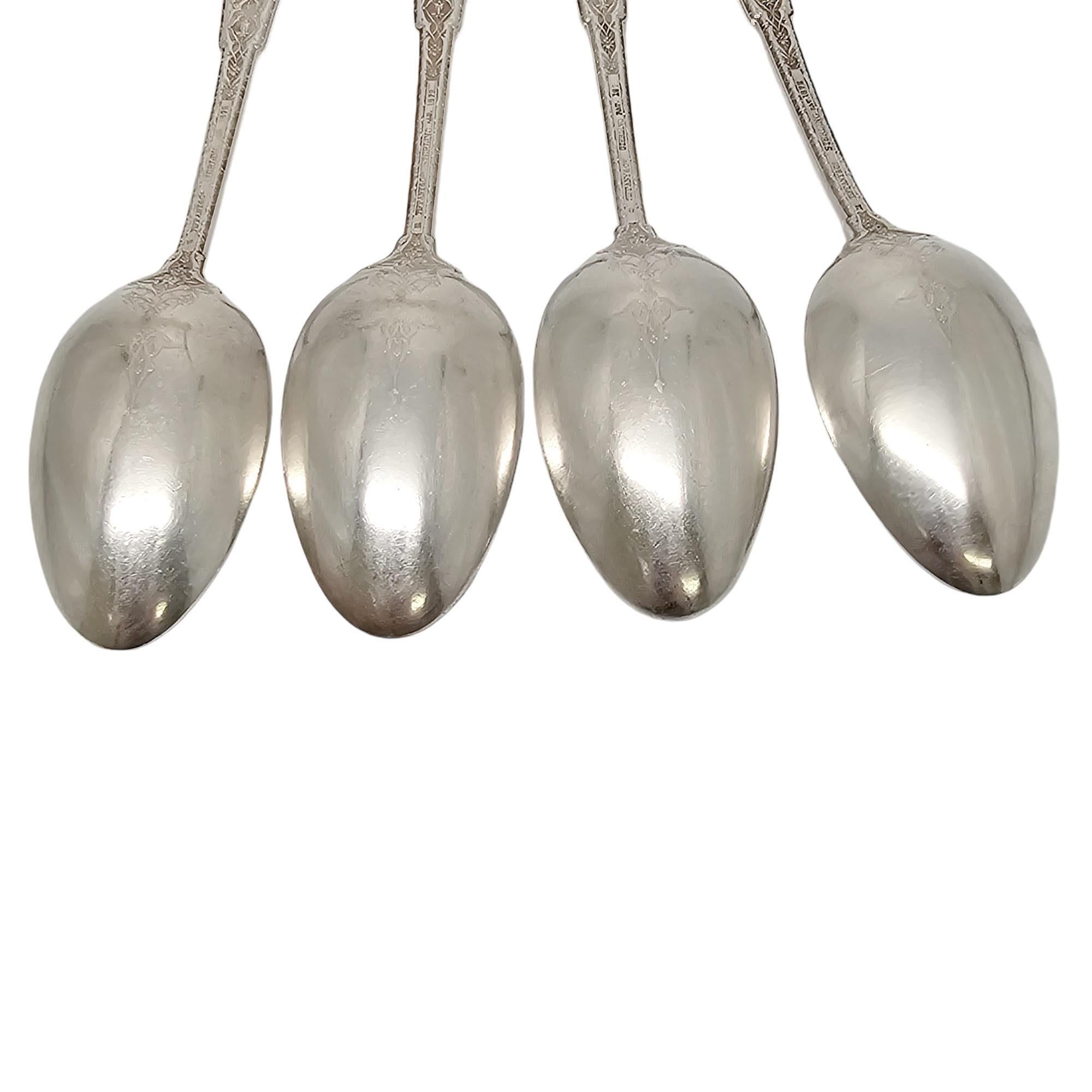 Set of 4 Tiffany & Co Persian Sterling Silver Teaspoons w/Monos 6 1/8