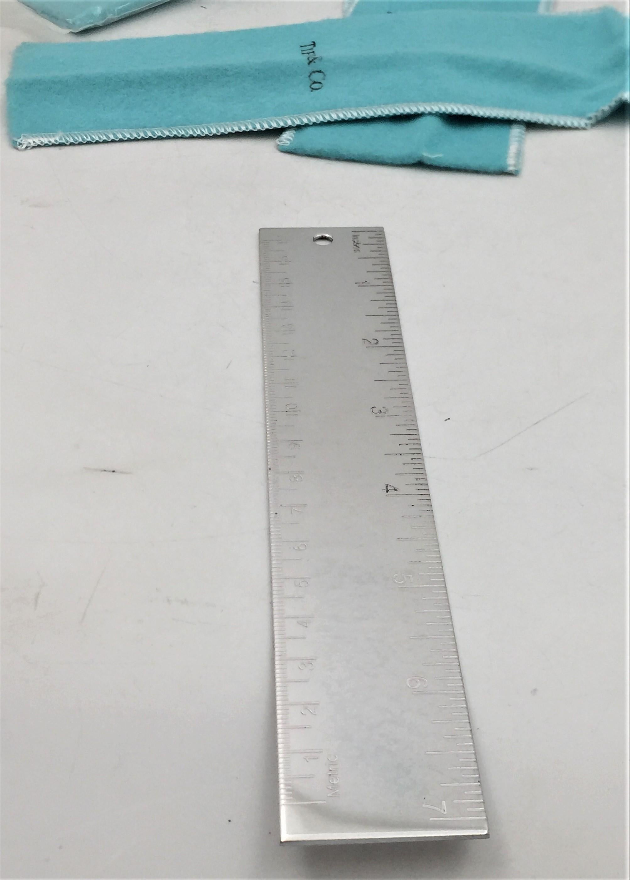 Mid-Century Modern Set of 4 Tiffany & Co. Silver Rulers in Original Pouches