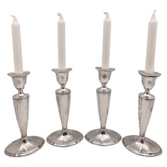Set of 4 Tiffany & Co. Sterling Silver 1912 Candlesticks in Art Deco Style