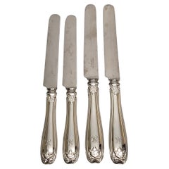 Antique Set of 4 Tiffany & Co Sterling Silver Colonial Knives with Monogram