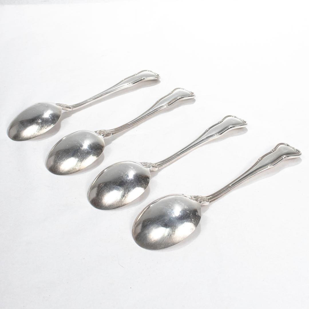 Set of 4 Tiffany & Co. Sterling Silver Cream Soup Spoons in the Provence Pattern In Good Condition For Sale In Philadelphia, PA