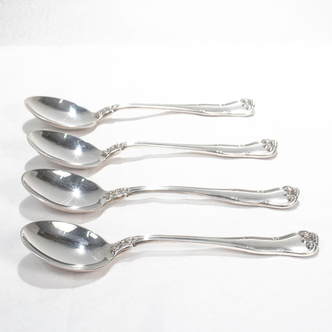 Set of 4 Tiffany & Co. Sterling Silver Cream Soup Spoons in the Provence Pattern For Sale 1