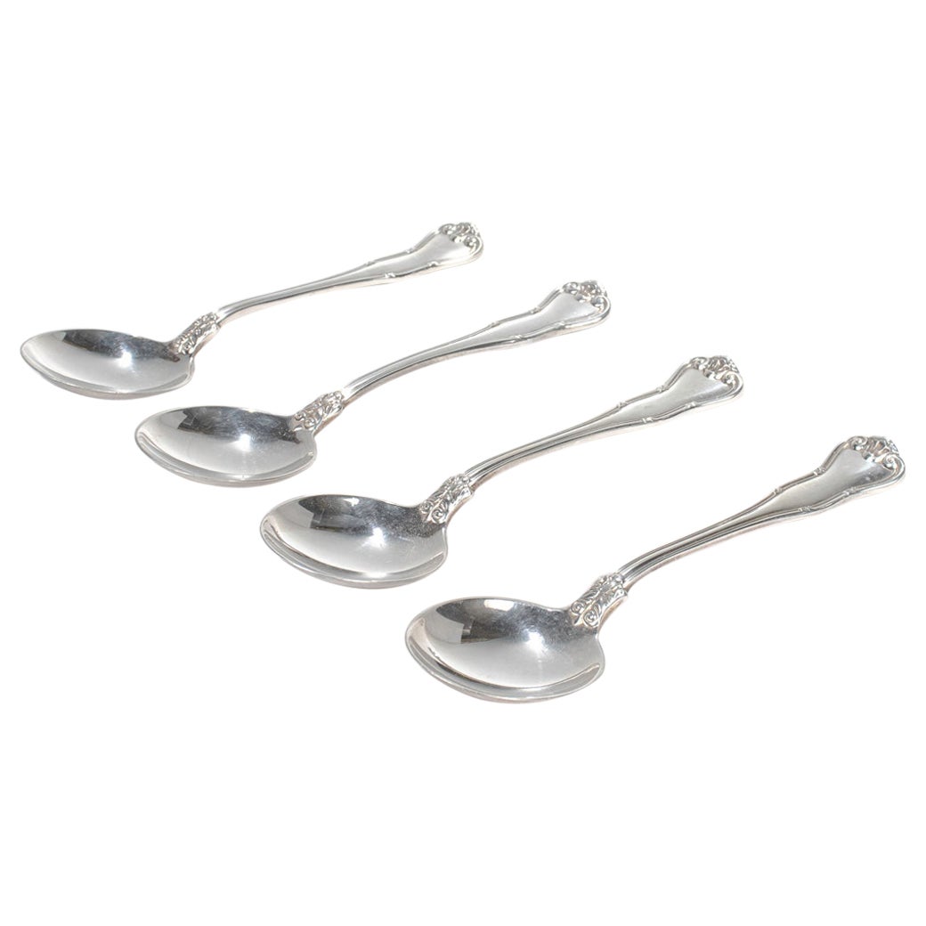 Conjunto de 4 piezas Tiffany & Co. Cucharas soperas de crema de plata de ley con motivo de Provenza