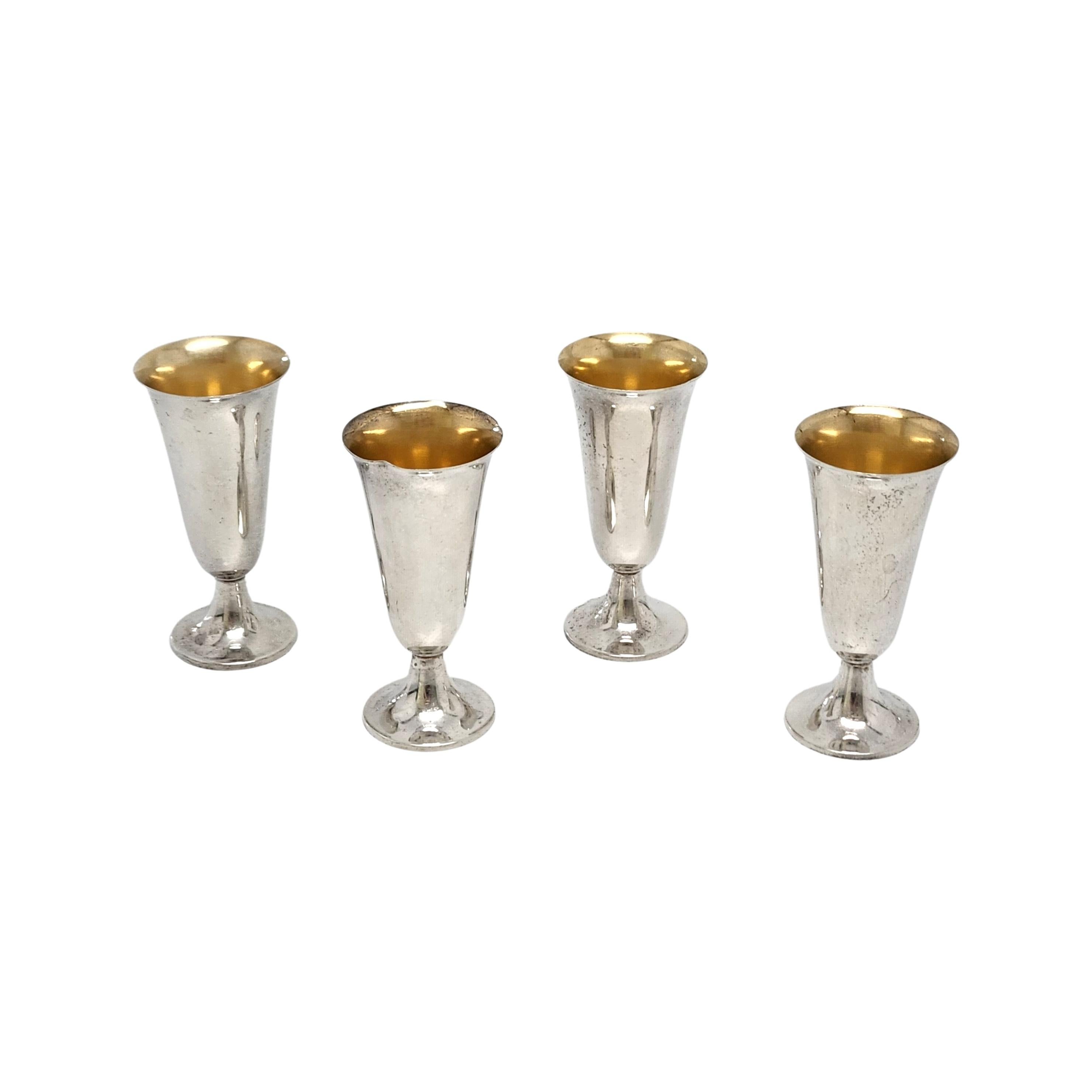 Set of 4 Tiffany & Co Sterling Silver Gold Wash Interior Cordial Cups 1