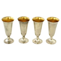 4er-Set Tiffany & Co. Sterlingsilber-Gold gewaschener Innenkordelbecher