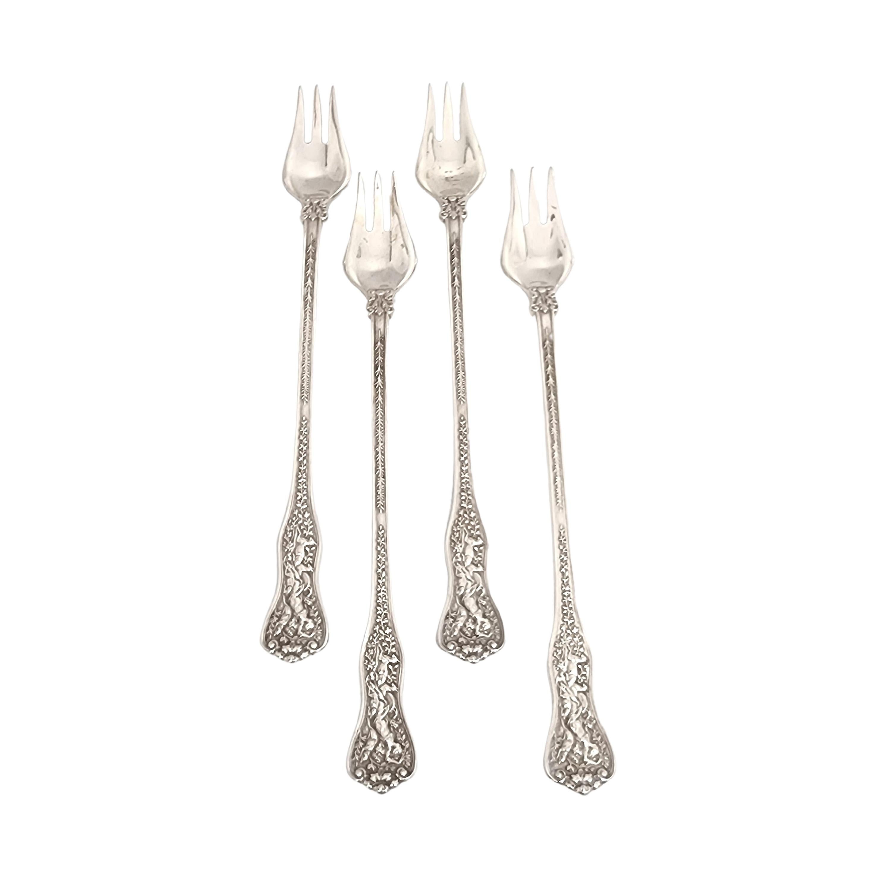 Set of 4 Tiffany & Co Sterling Silver Olympian Cocktail/Oyster Forks 4