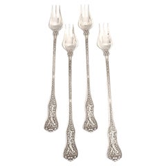 Antique Set of 4 Tiffany & Co Sterling Silver Olympian Cocktail/Oyster Forks