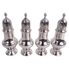 Set of 4 Tiffany Georgian Classical Sterling Silver Pepper Shakers