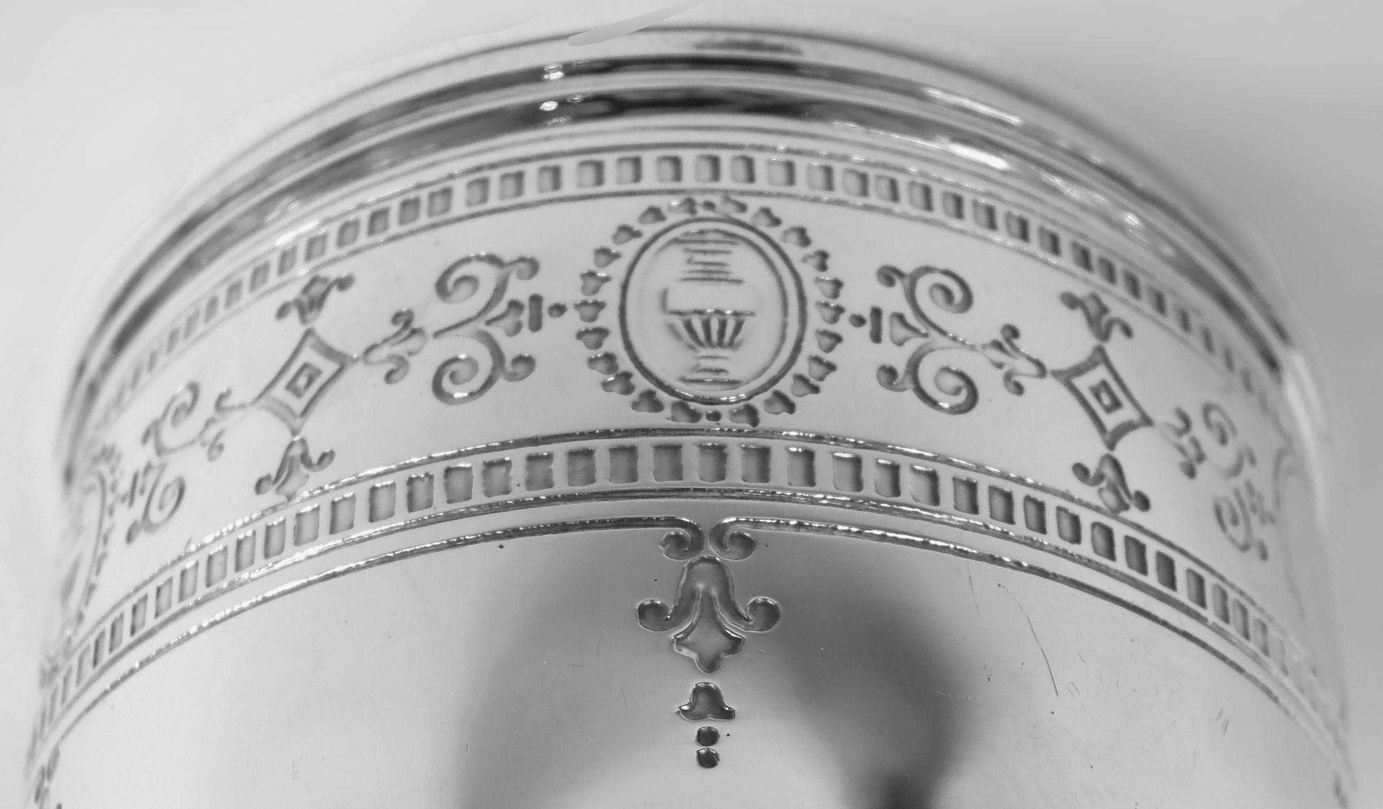 Regency Revival Set of 4 Tiffany Hamilton Engraved Sterling Silver Goblets For Sale