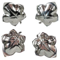 Set of 4 Tiffany Midcentury Modern Sterling Silver Leaf Nut Dishes