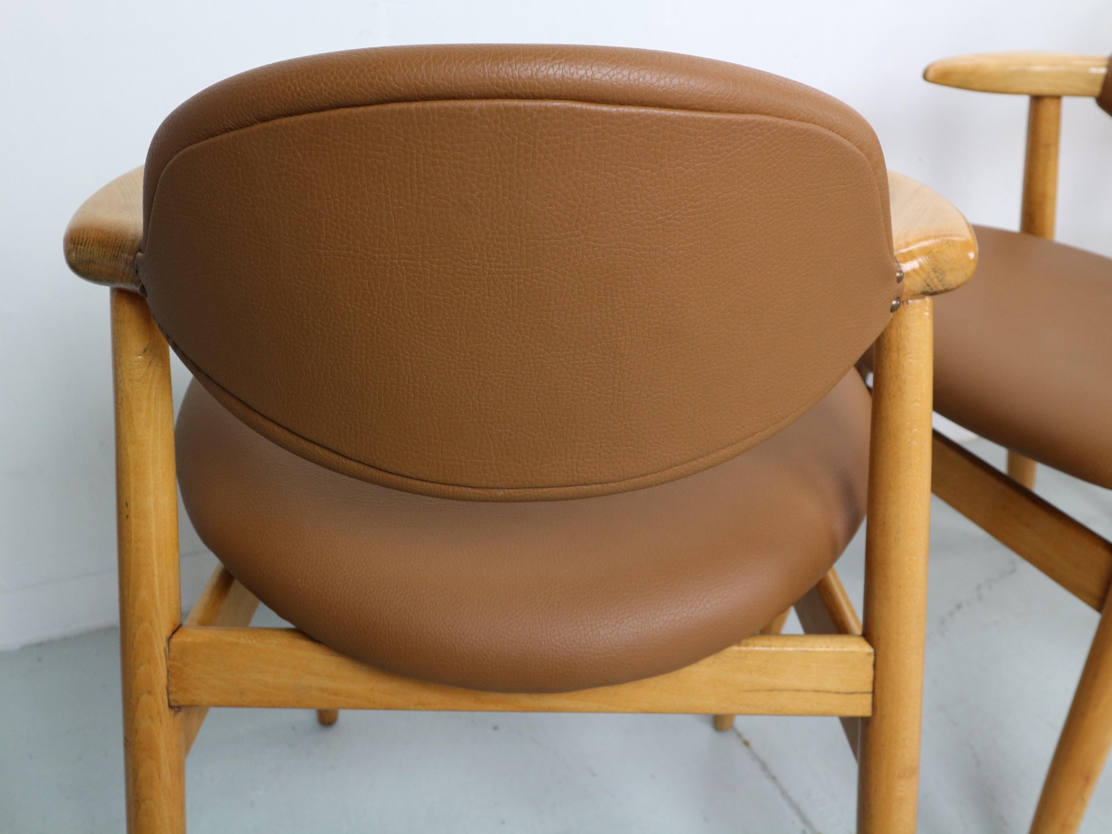 Faux Leather Set of 4 Tijsseling Cowhorn Chair Propos Hulmefa, the Netherlands, 1960