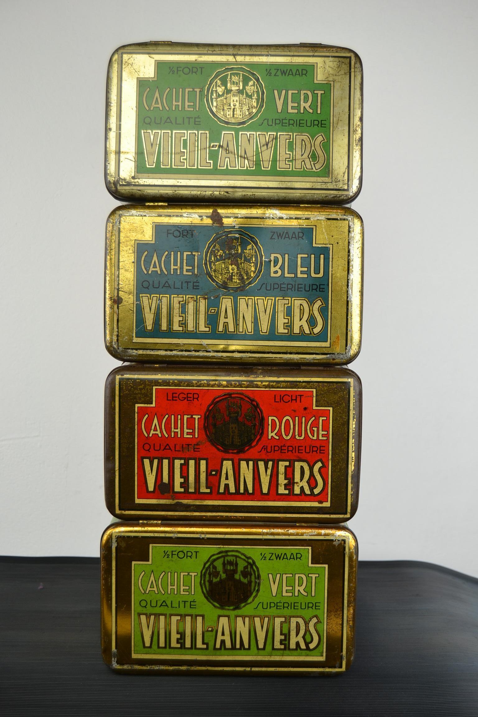 Set of 4 Tobacco Boxes Antwerp, Belgium, 1950s 1