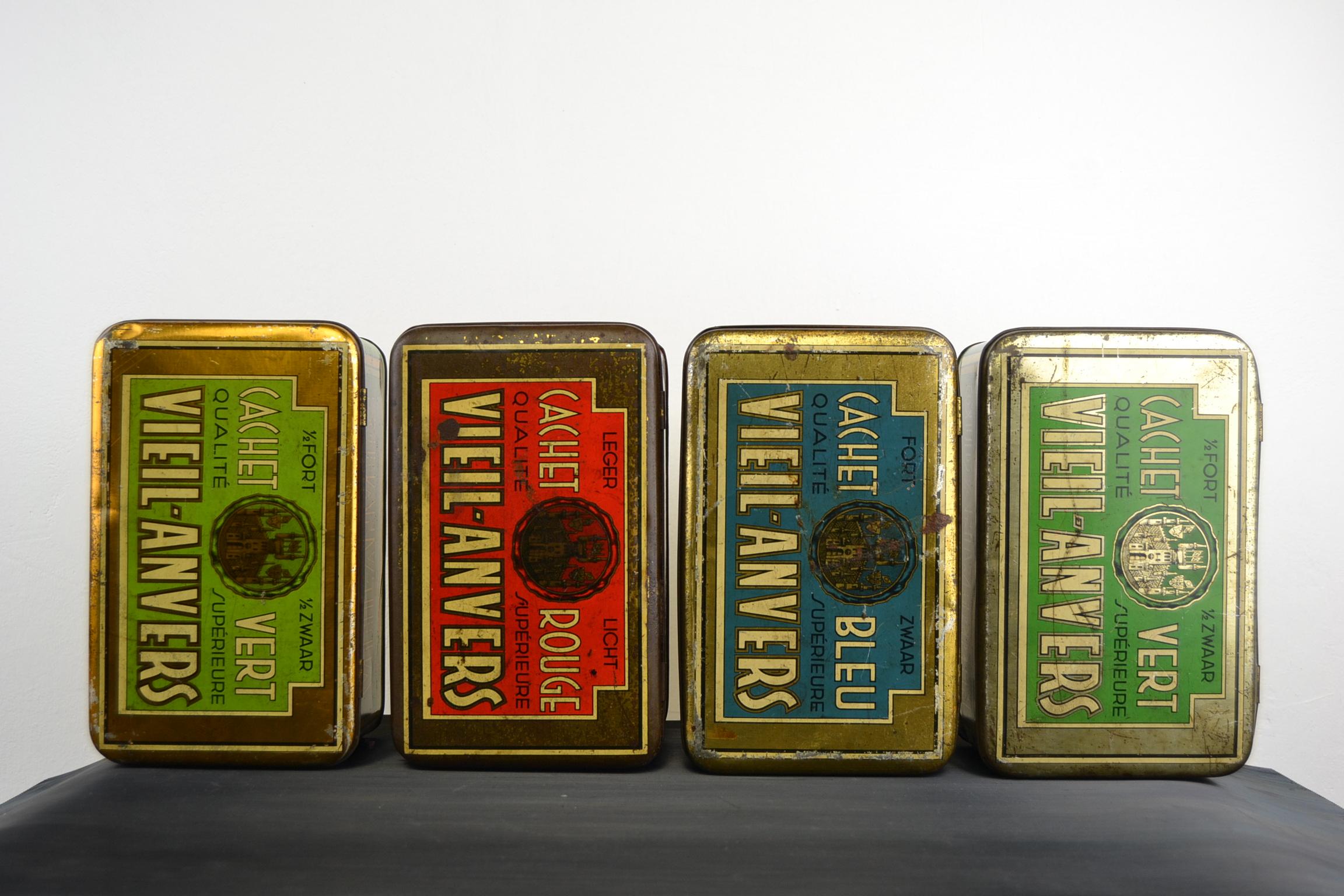 20th Century Set of 4 Tobacco Boxes Antwerp, Belgium, 1950s