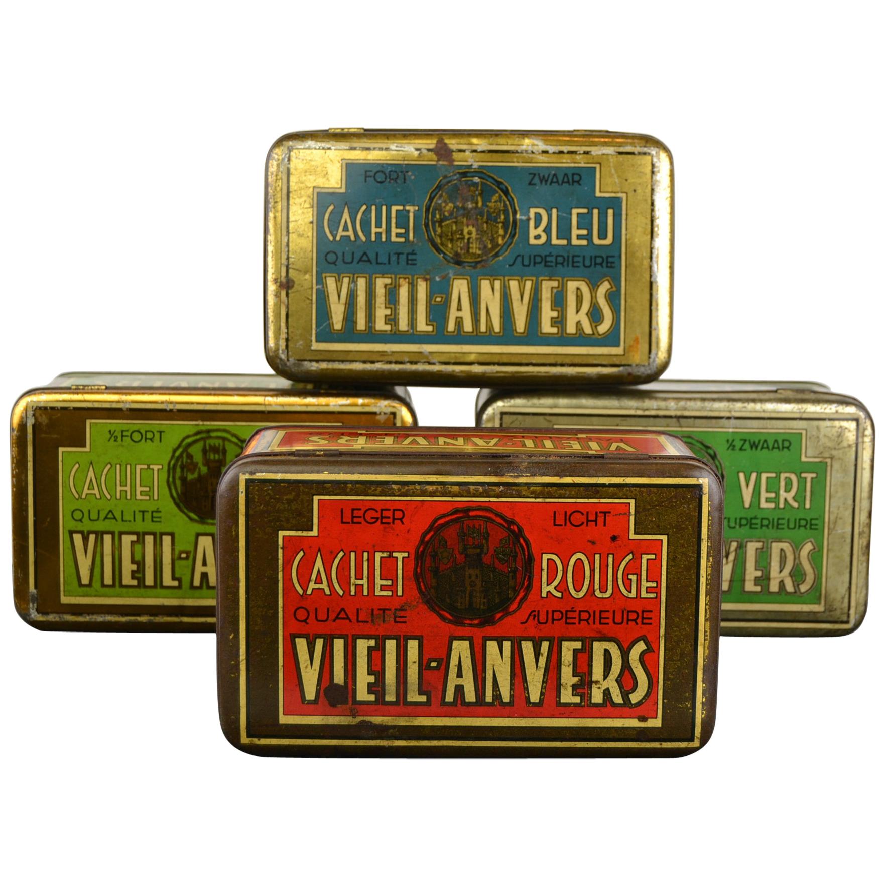 Set of 4 Tobacco Boxes Antwerp, Belgium, 1950s