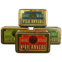 Vintage Set of 4 Tobacco Boxes Antwerp, Belgium, 1950s