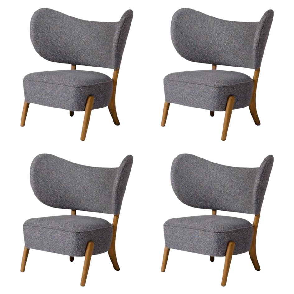 Ensemble de 4 chaises longues Tmbo en chêne et Jennifer Shorto Seafoam par Mazo Design
