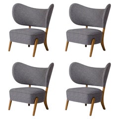 Ensemble de 4 chaises longues Tmbo en chêne et Jennifer Shorto Seafoam par Mazo Design