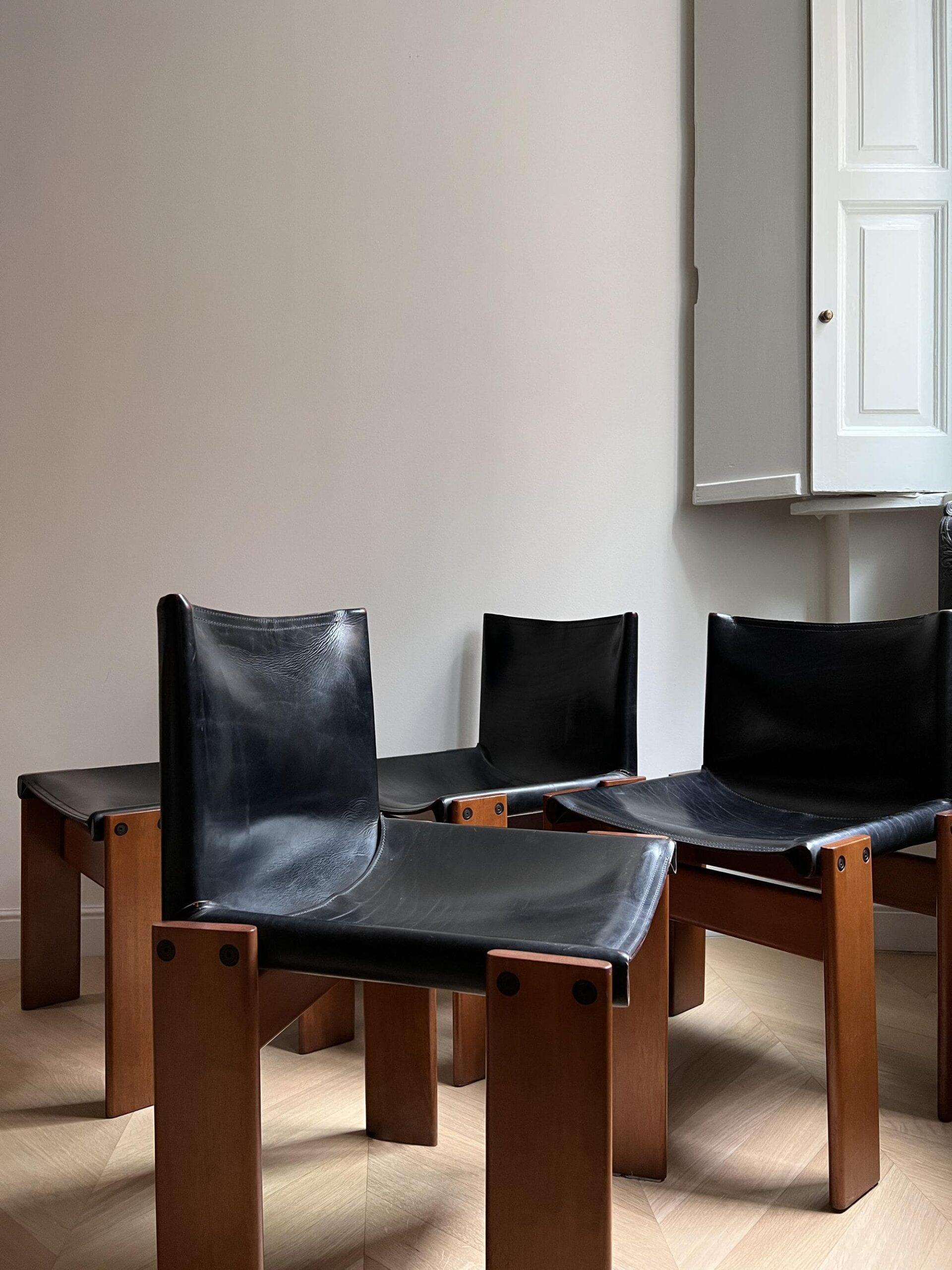 Set of 4 Tobia & Afra Scarpa Monk Chairs In Good Condition For Sale In San Francisco, CA