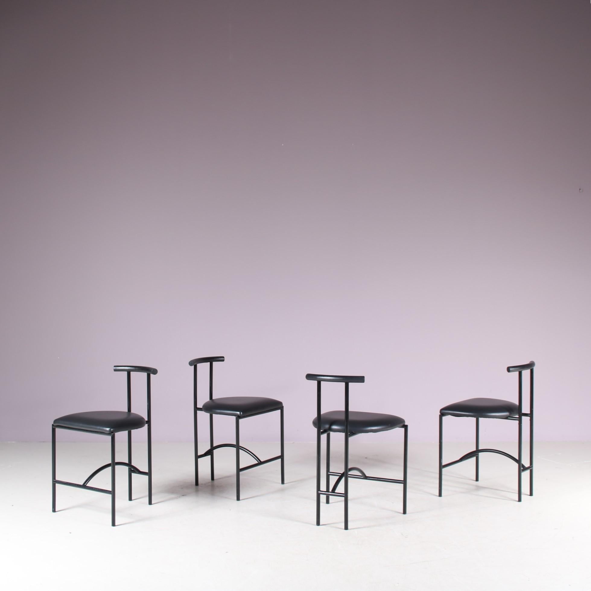 Minimalist Set of 4 “Tokyo” Dining Chairs by Rodney Kinsman for Bieffeplast, Italy 1980 For Sale