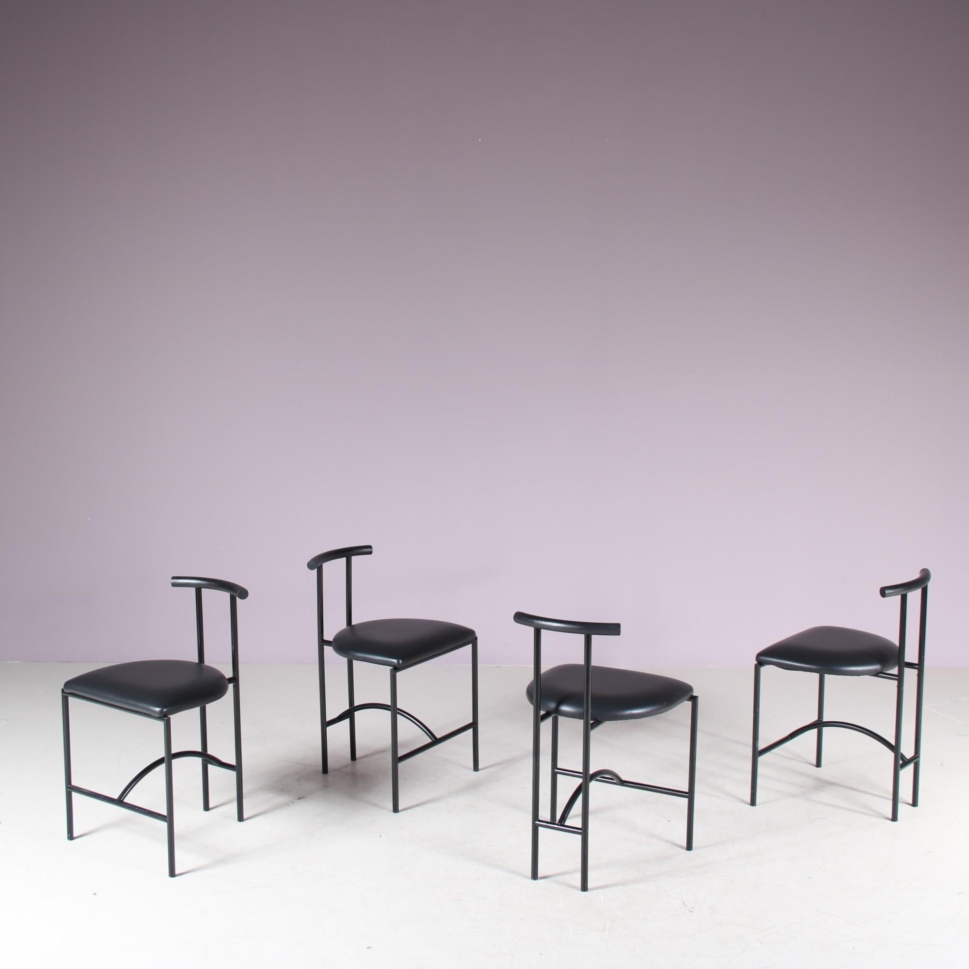 Italian Set of 4 “Tokyo” Dining Chairs by Rodney Kinsman for Bieffeplast, Italy 1980 For Sale