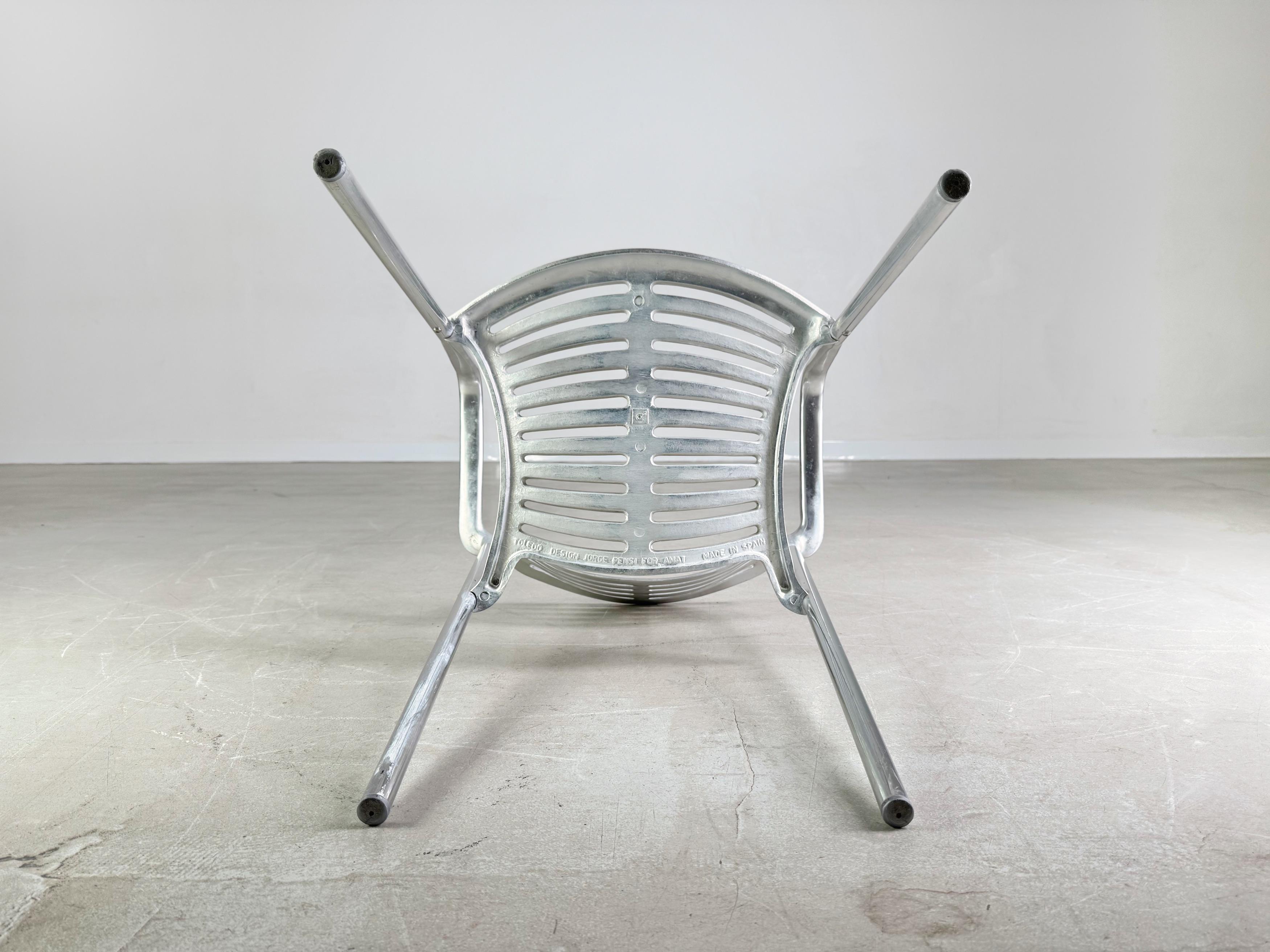Set of 4 Toledo chairs Amat-3 Jorge Pensi aluminum design garden chair For Sale 5
