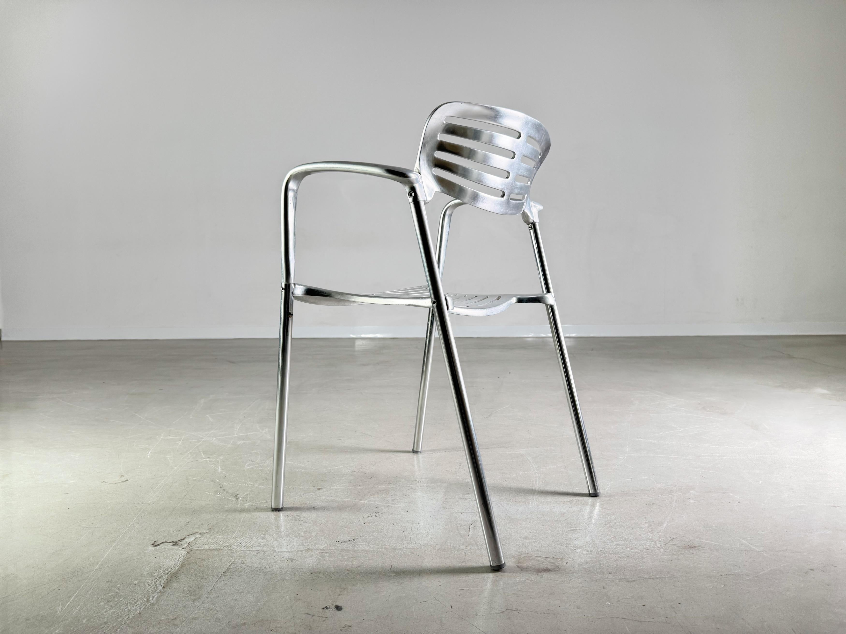 Aluminum Set of 4 Toledo chairs Amat-3 Jorge Pensi aluminum design garden chair For Sale