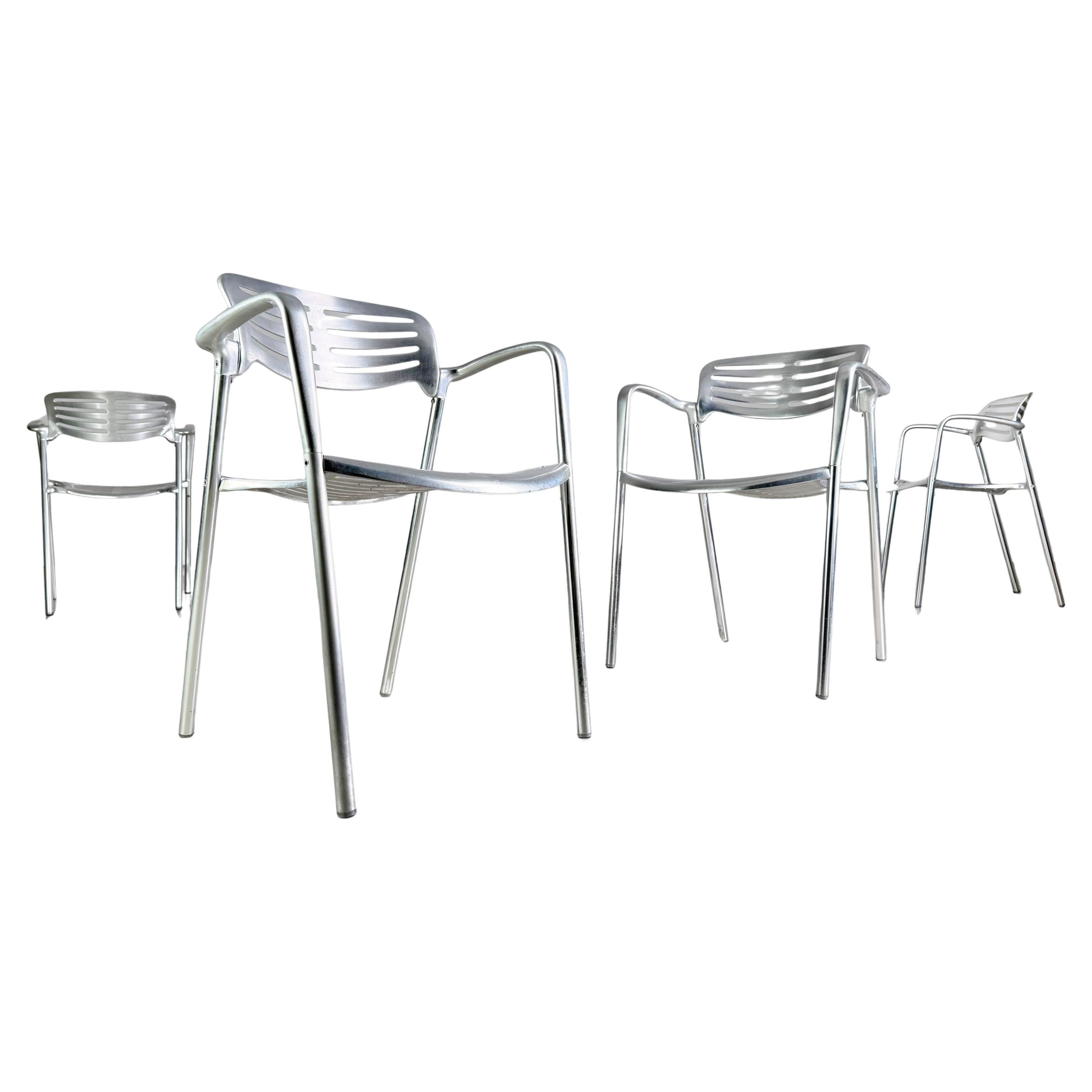 Juego de 4 sillas Toledo Amat-3 Silla de jardín de diseño en aluminio Jorge Pensi