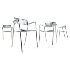 Juego de 4 sillas Toledo Amat-3 Silla de jardín de diseño en aluminio Jorge Pensi
