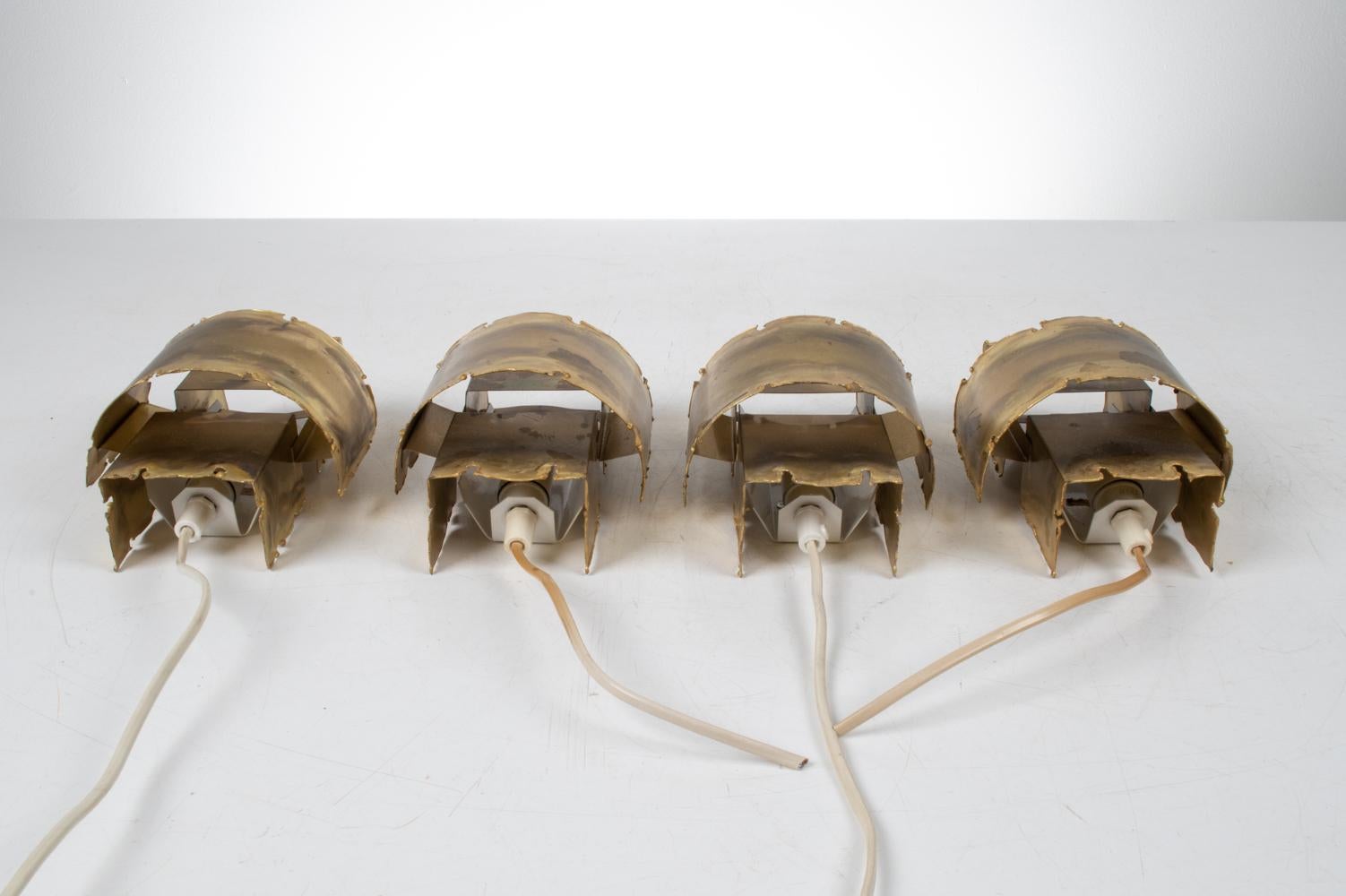 Set of '4' Torch-Cut Brass Sconces by Svend Aage Holm Sørensen For Sale 2