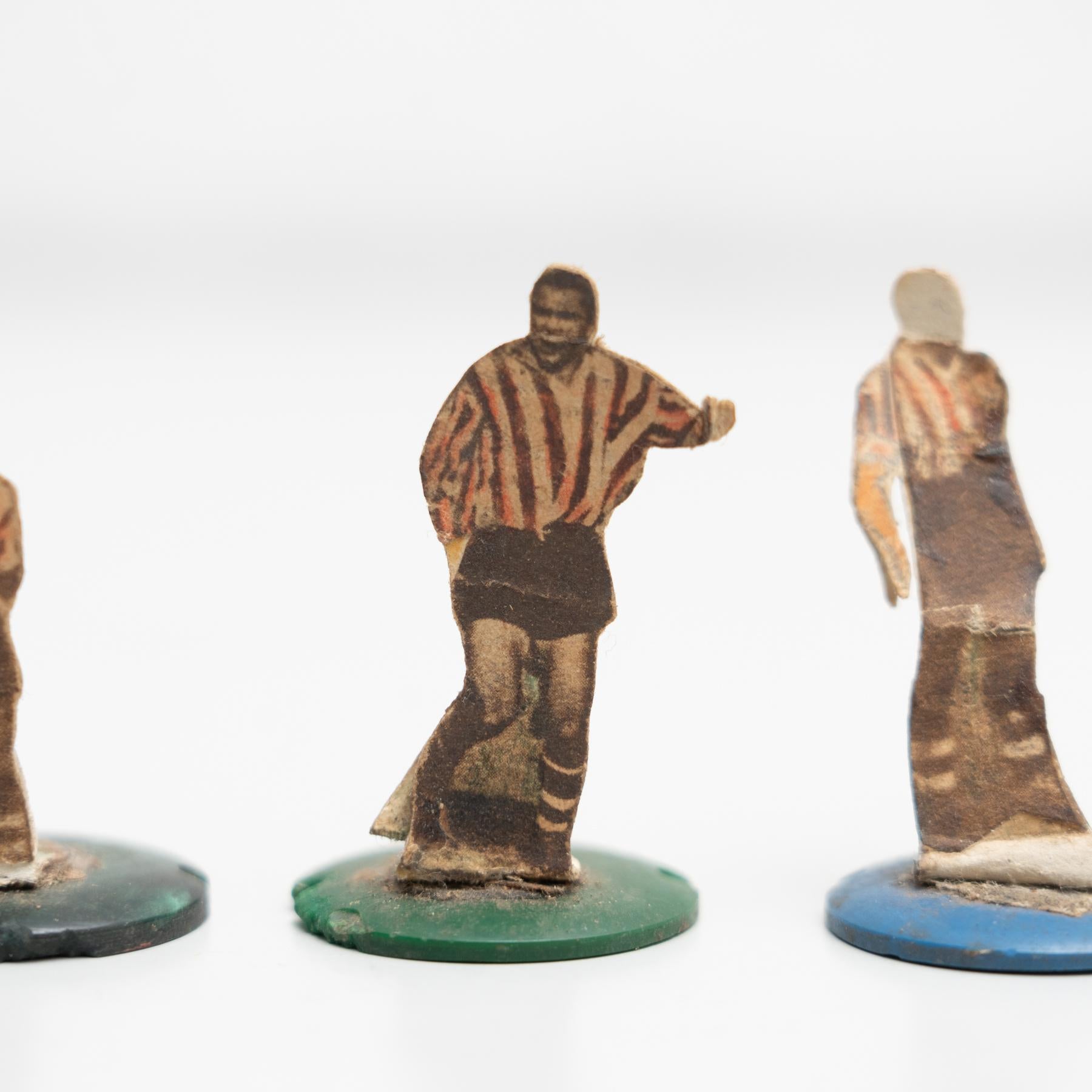 Spanish Set of 4 Traditional Antique Button Soccer Game Figures, circa 1950 For Sale