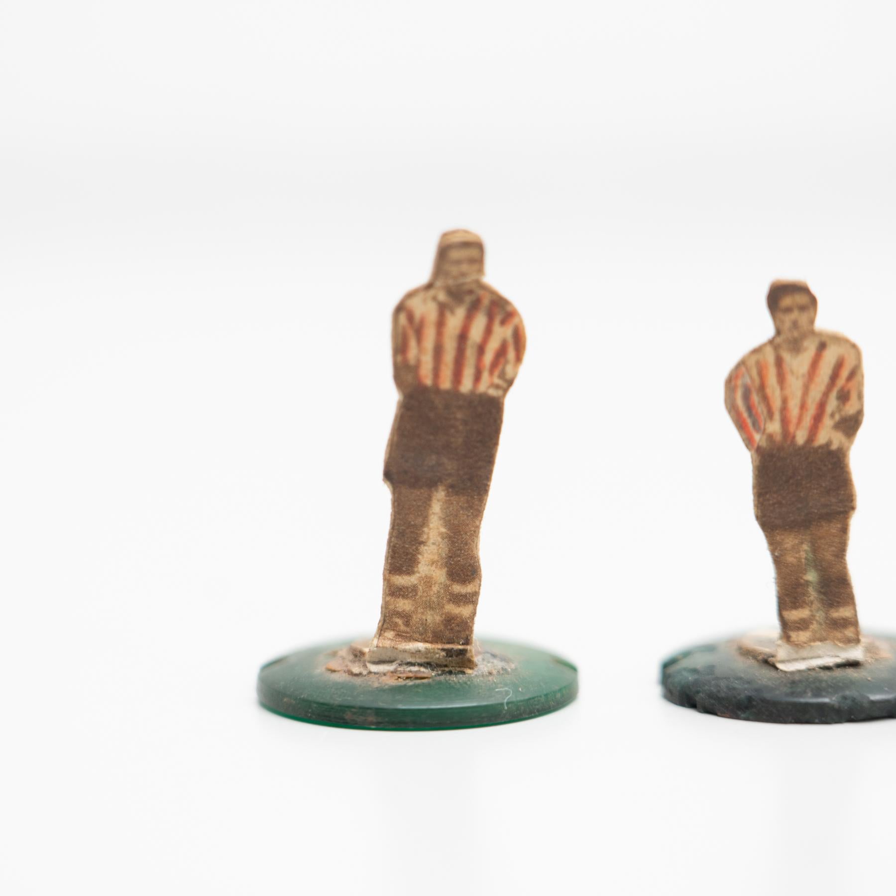 Mid-20th Century Set of 4 Traditional Antique Button Soccer Game Figures, circa 1950 For Sale