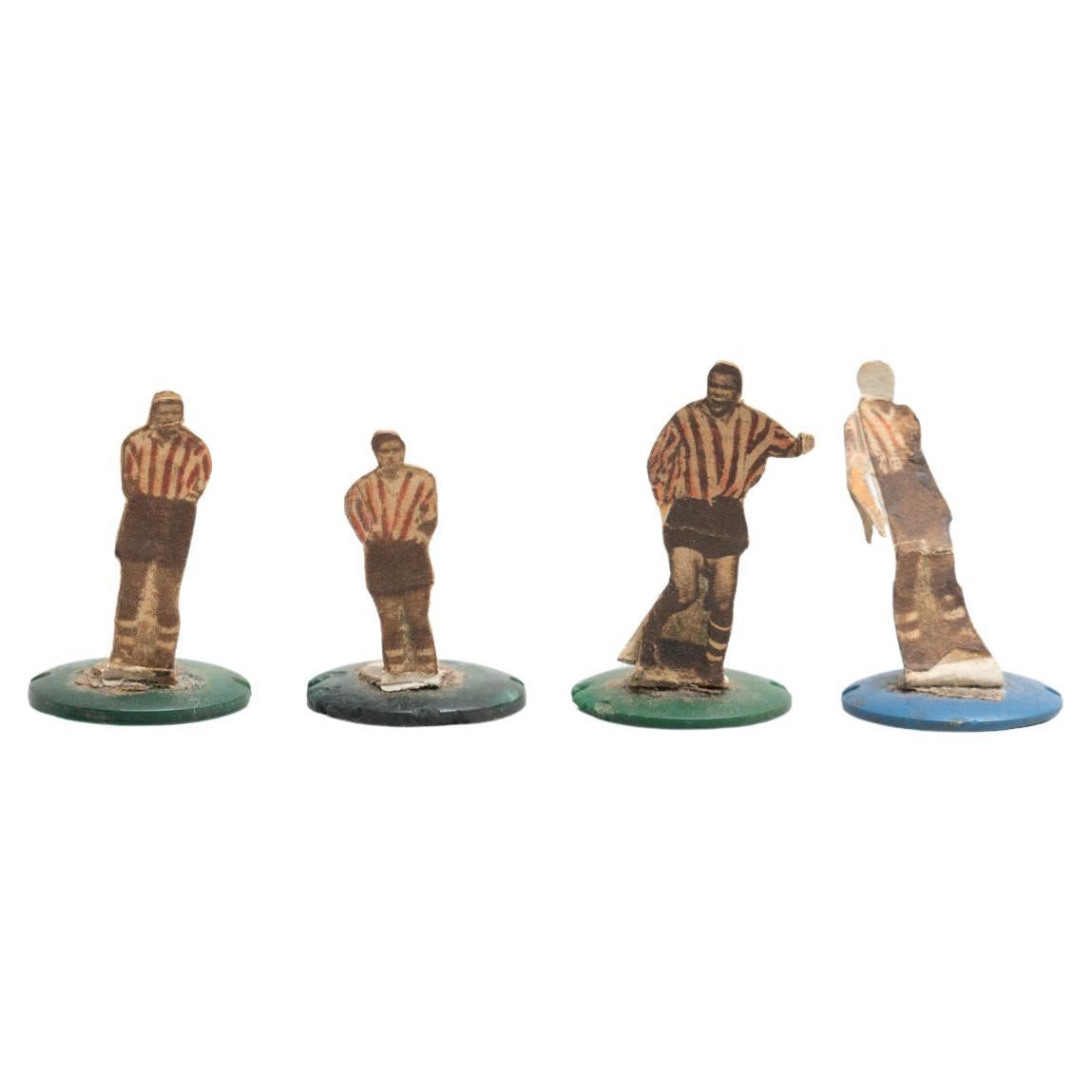 Set of 4 Traditional Antique Button Soccer Game Figures, circa 1950 For Sale