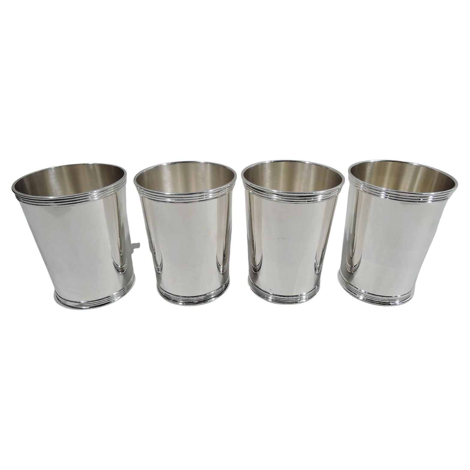 Set of 4 Traditional Sterling Silver Mint Julep Cups by Manchester