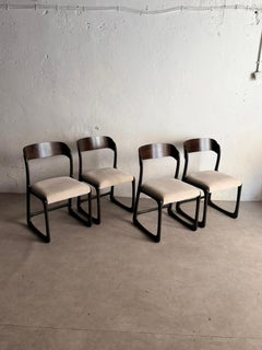 Set of 4 "Traineau" sled chairs by Walter Baumann, France, 1960's