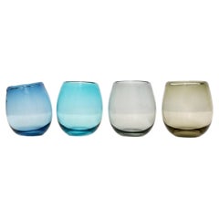 Set of 4 Transparent Blue Drink Cups by SkLO