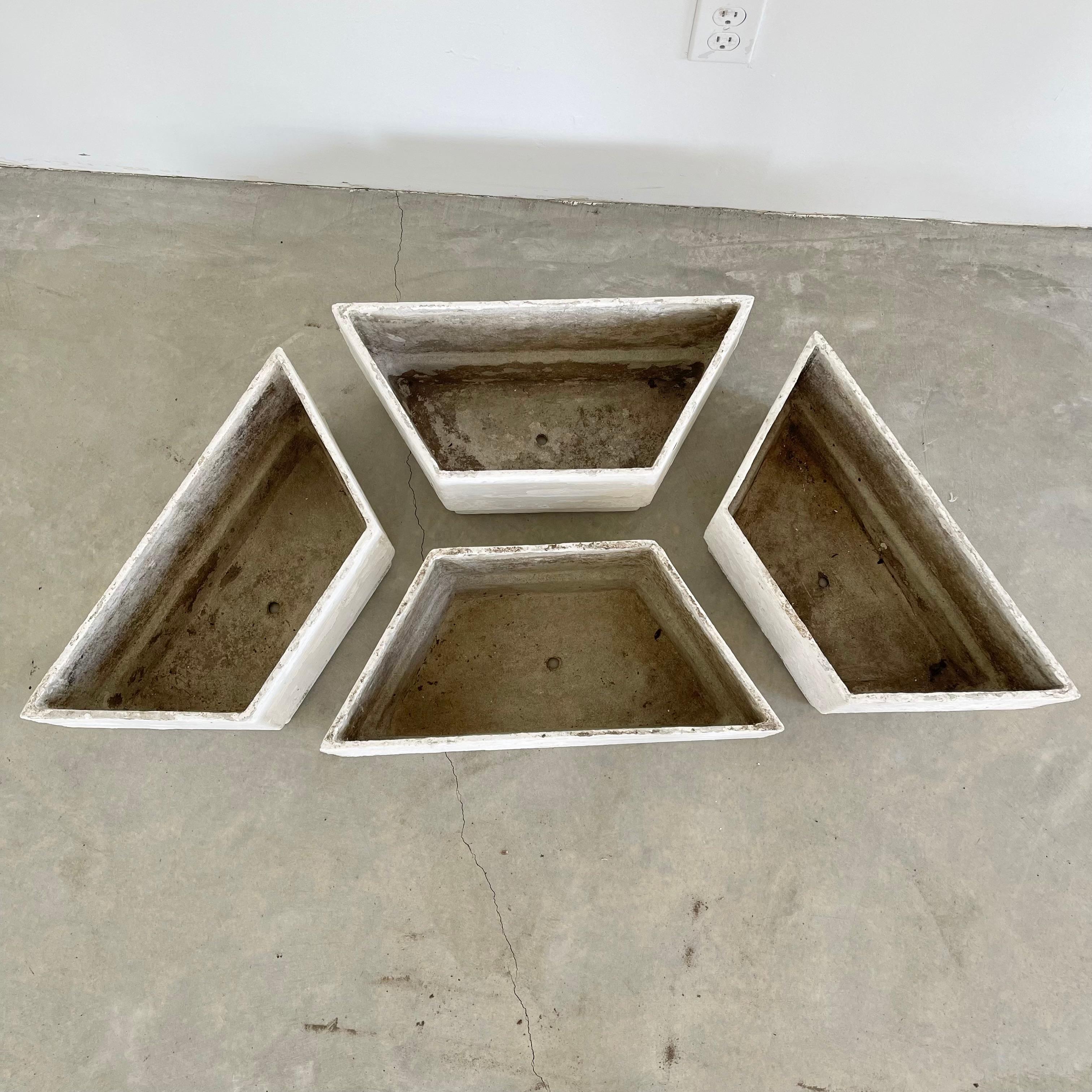 Set of 4 Trapezoid Concrete Planters by Willy Guhl In Good Condition In Los Angeles, CA
